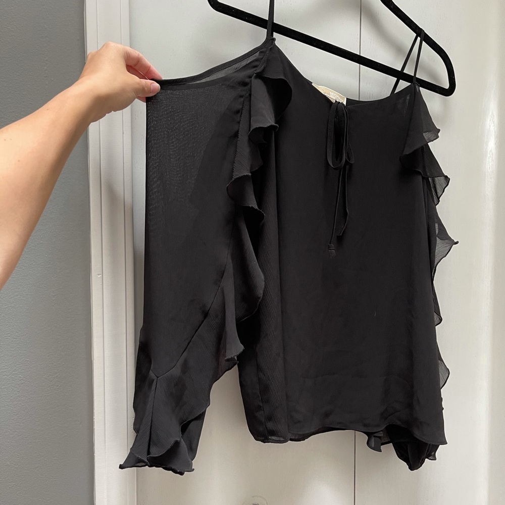 Michael Kors ruffled cold shoulder top